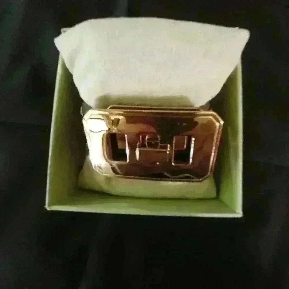 Statement Gold Turnlock Rhinestone Cuff - Picture 2 of 10